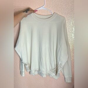 Aerie crocheted sided sweater